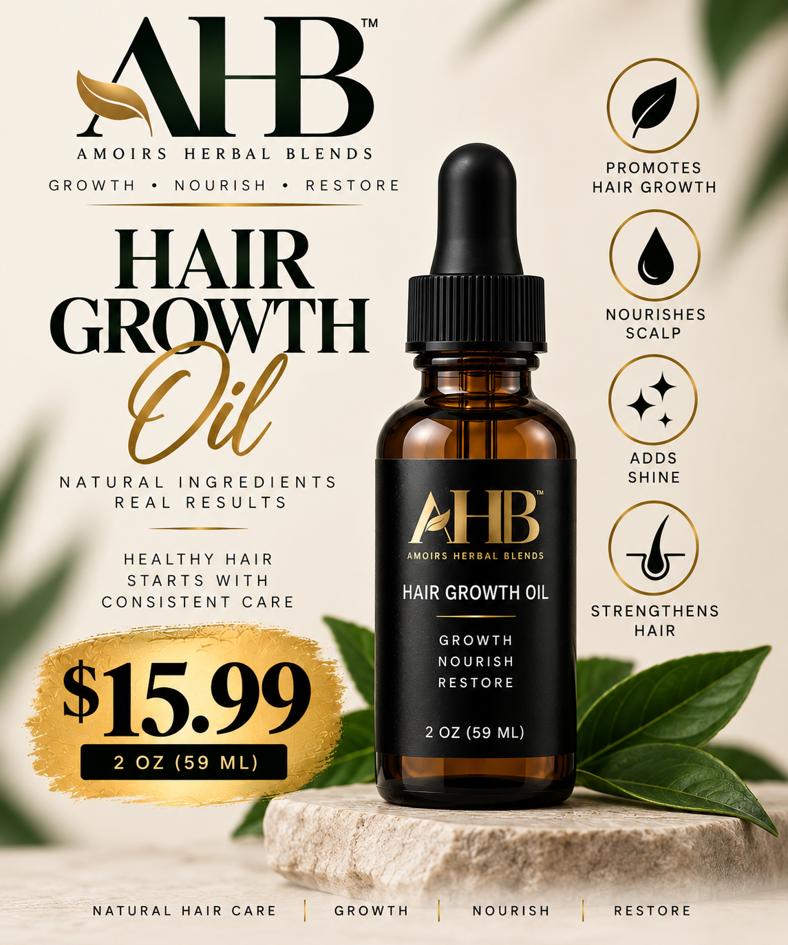Herbal Hair Growth Oil – 2oz